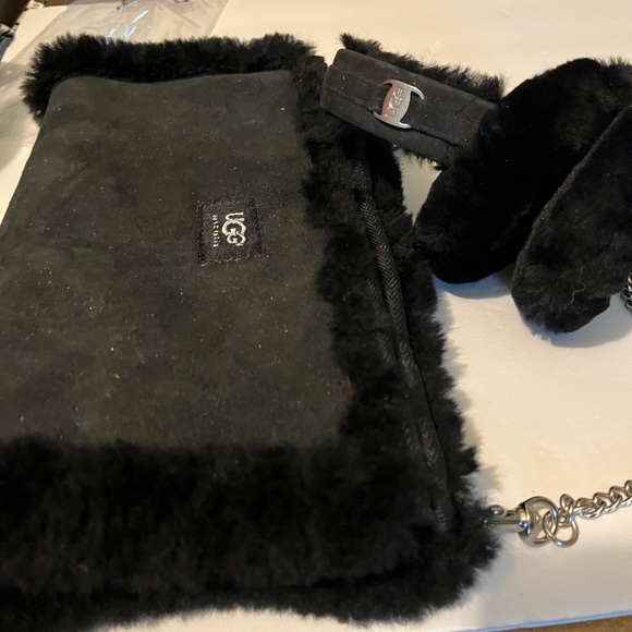 UGG Accessories - UGG Black Suede Crossbody with Fur Trim and UGG Black Suede Fur Trim Ear-Muffs